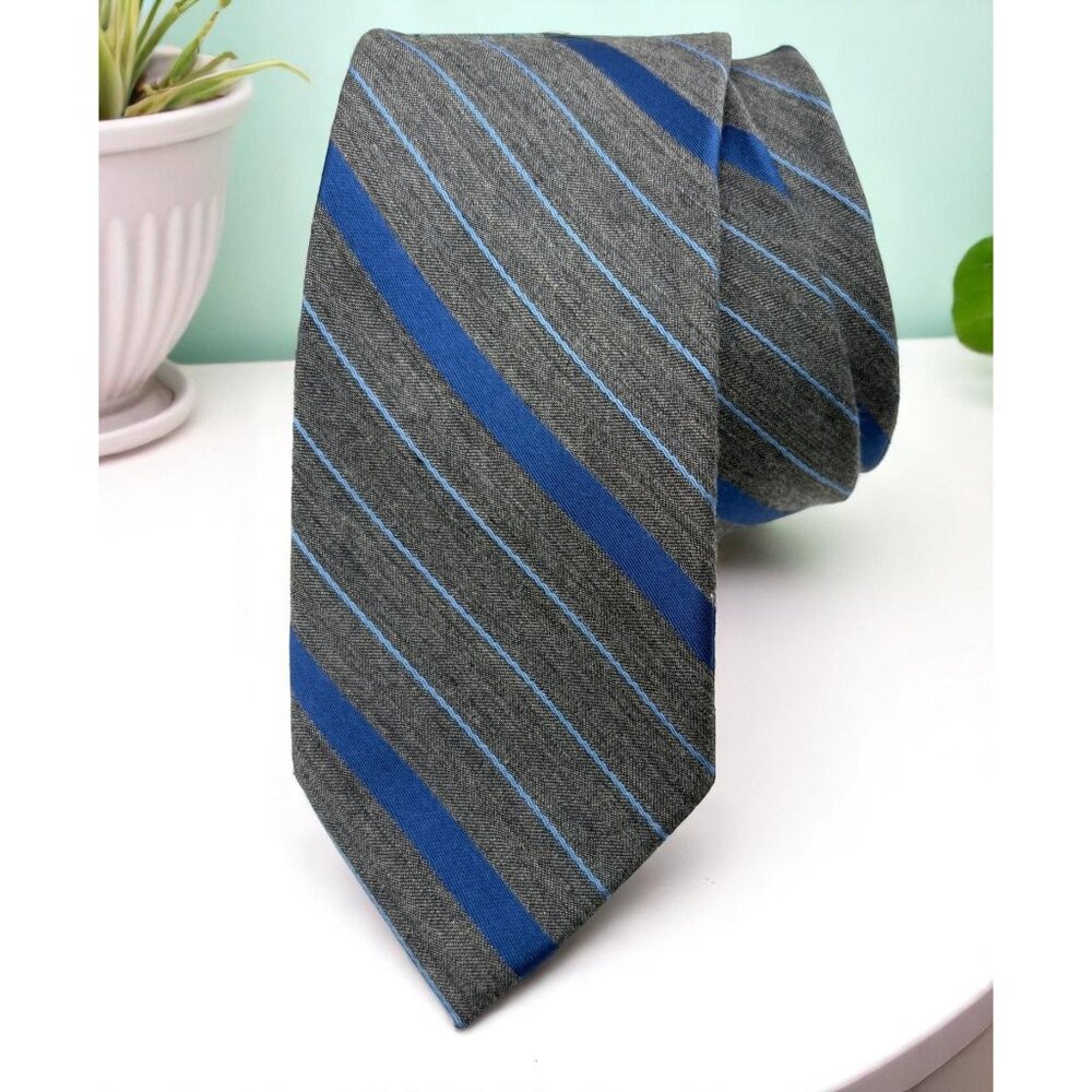 Van Heusen Mens Neck Tie Blue Gray Striped Diagonal Office Business Attire